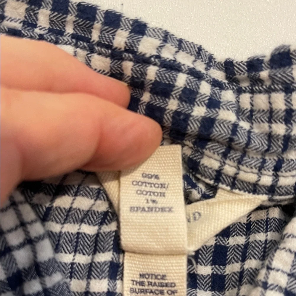 Lands' End Canvas Navy and White Plaid Button-Down Shirt